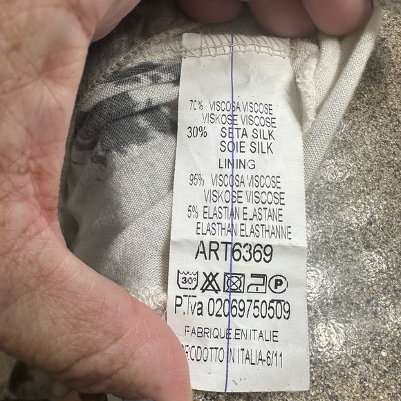 Cherishh Made in Italy Abstract Gray and Cream, Coton and Silk Fabrics Size M - Picture 3 of 9